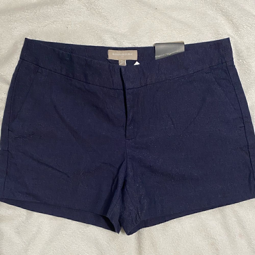 NWT Banana Republic Hamptons Dark Denim Blue Shimmer Shorts 3 1/2" - Picture 3 of 8